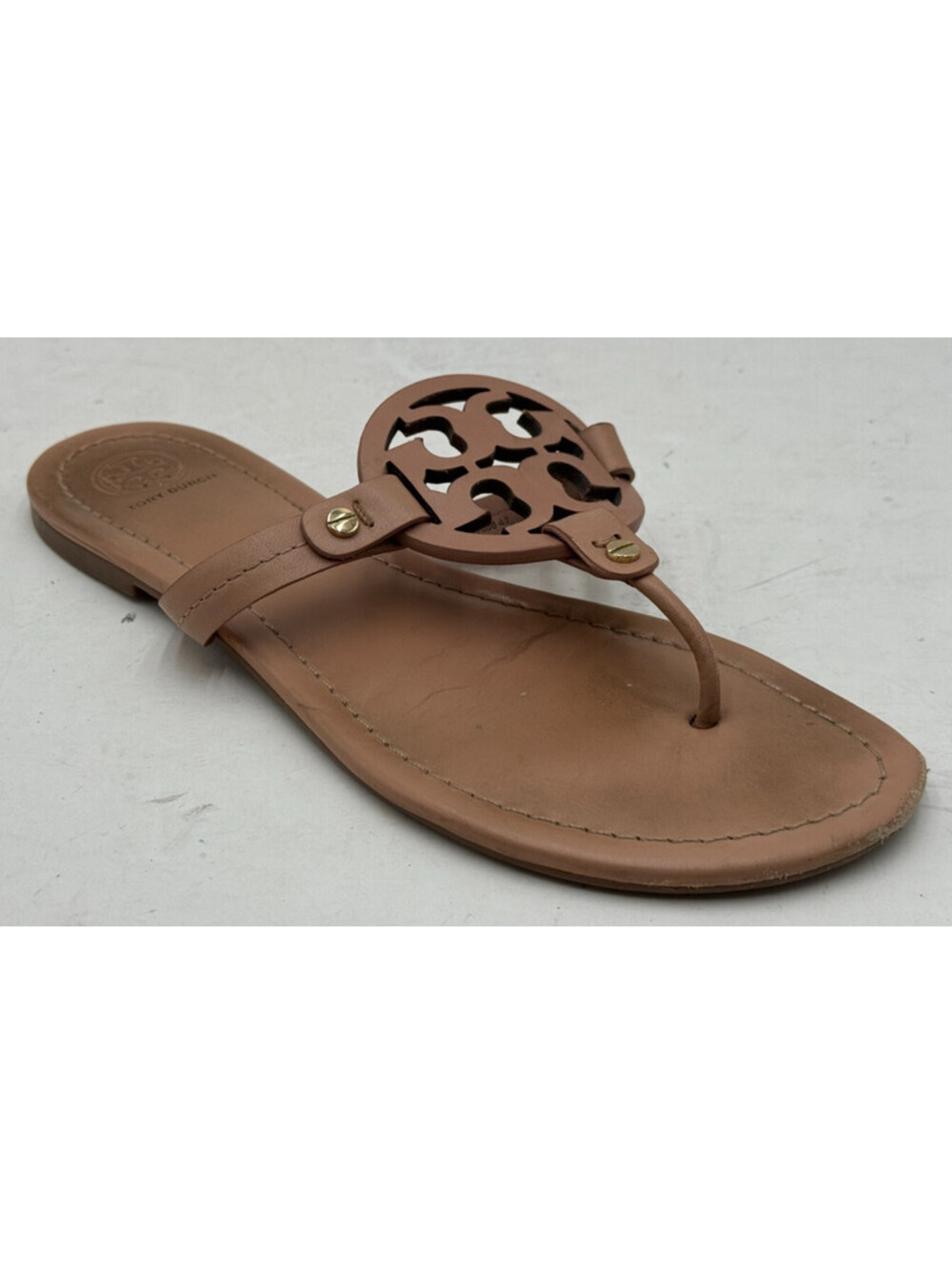 Tory Burch Miller Women's Slide 9M Brown Iconic Logo Comfort Slip On Sandal